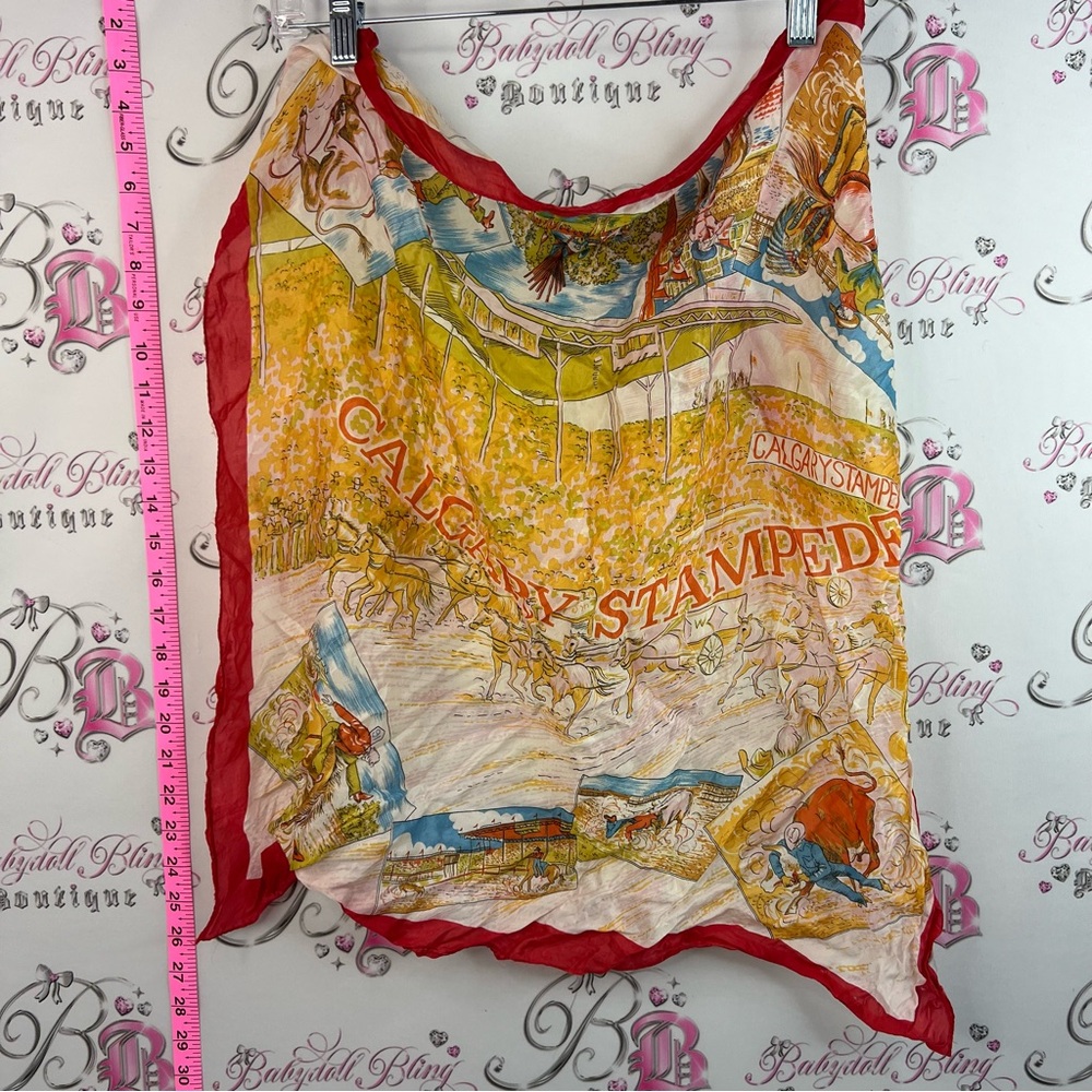 Calgary Stampede Red-Trim Printed Silk Scarf -
